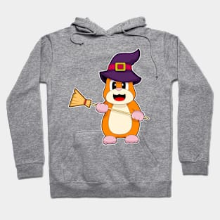 Hamster Halloween Witch Broom Hoodie